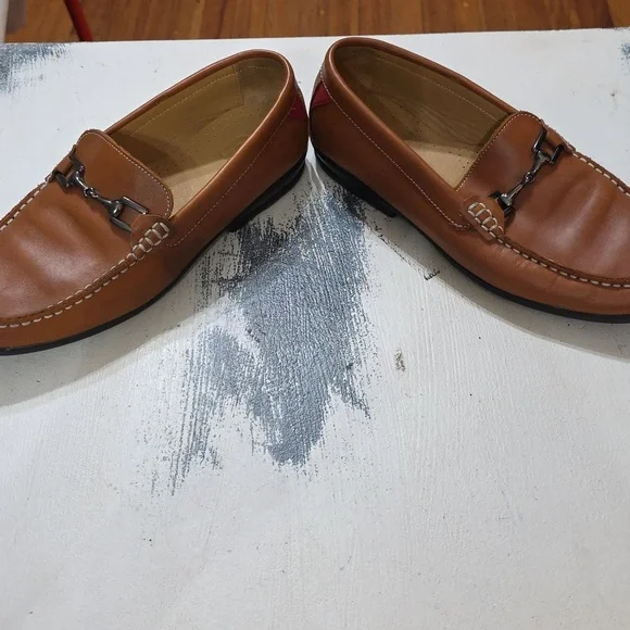 Foot Joy Men's Brown Faux? Leather Loafers Bridle Bit Accent Sz 9 GUC - Picture 10 of 14